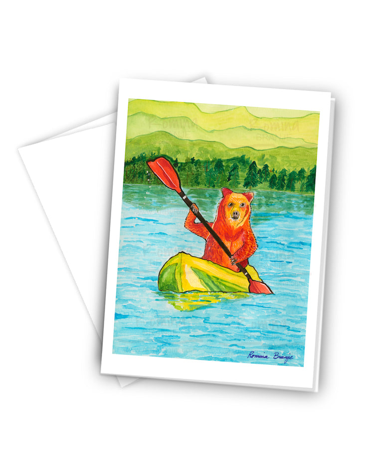 Bear Kayaking Greeting Card