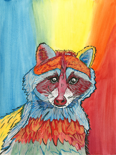 Colorful Raccoon Greeting Card