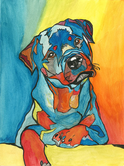 Rocky The Blue Rottweiler Greeting Card