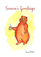 Load image into Gallery viewer, Bear Having Coffee Holiday Greeting Card
