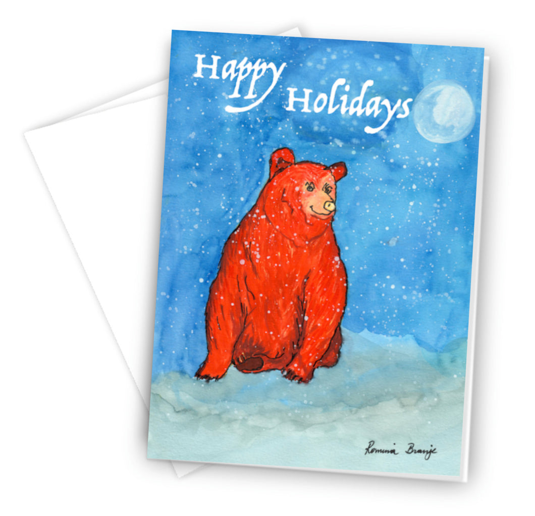 Bear and Moon Holiday Greeting Card