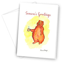 Load image into Gallery viewer, Bear Having Coffee Holiday Greeting Card
