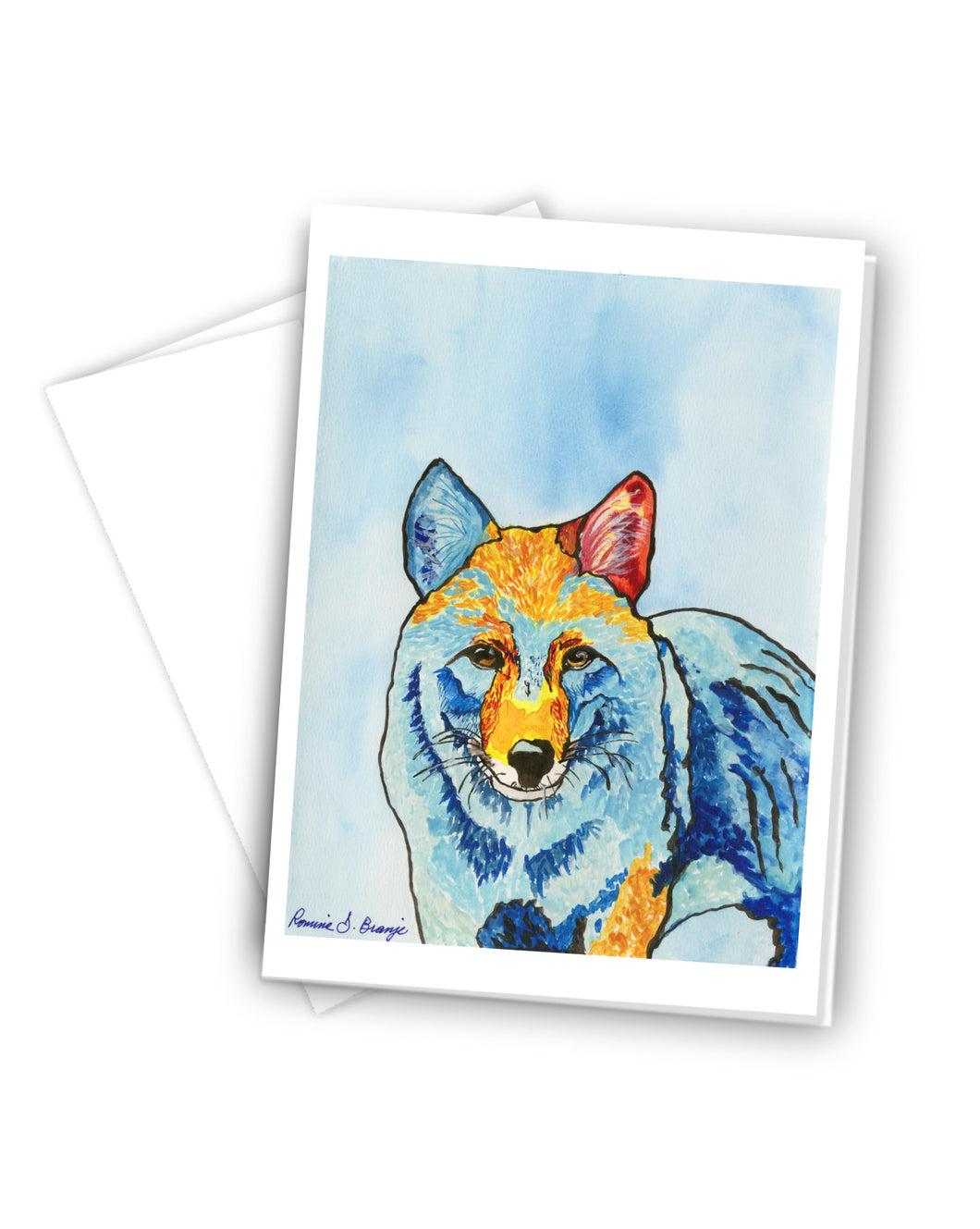 Blue Coyote Greeting Card